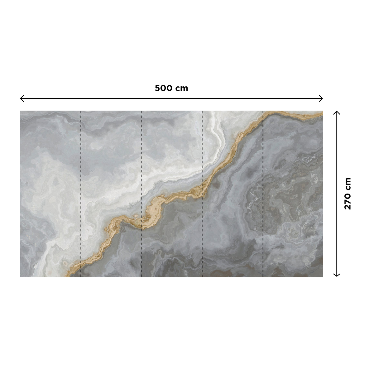 Papier peint panoramique XXL Marmor Gris perle et mordoré Satiné