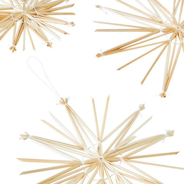 Décoration à suspendre LOT 3 FLOCONS coloris paille