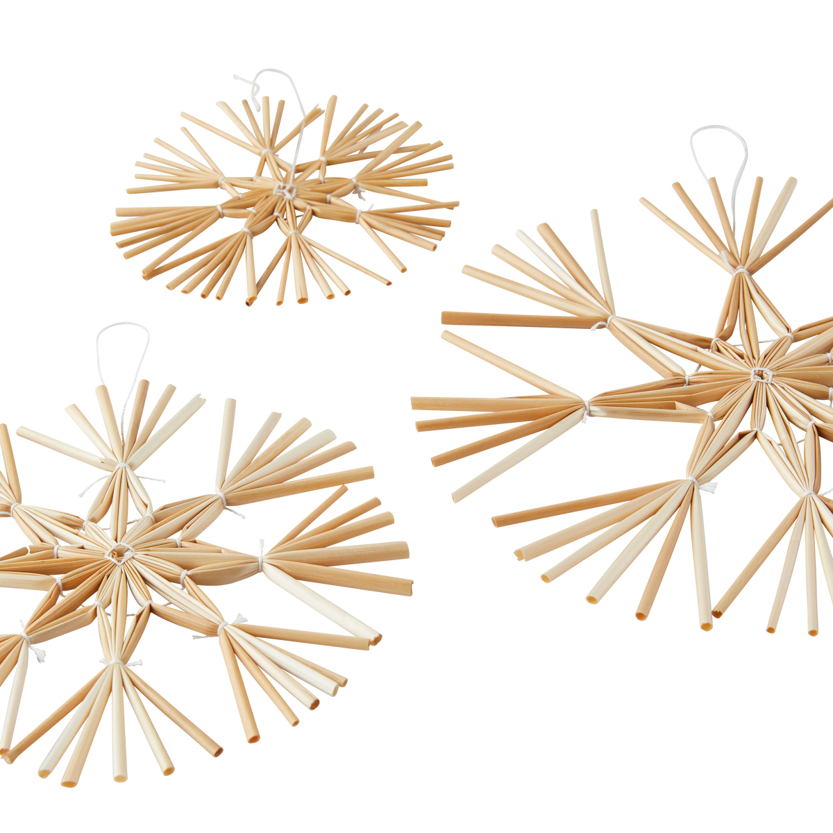 Décoration à suspendre Lot 3 flocons Paille