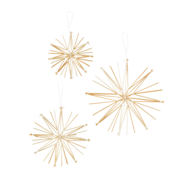 Décoration à suspendre LOT 3 FLOCONS coloris paille