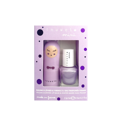 INUWET Coffret cosmétique Duo baume à lévre et vernis à ongle Mauve Guimauve/myrtille 8,5G
