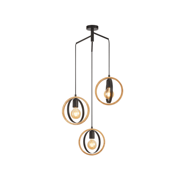 Suspension QUEBEC coloris noir et naturel 46 x 46 cm