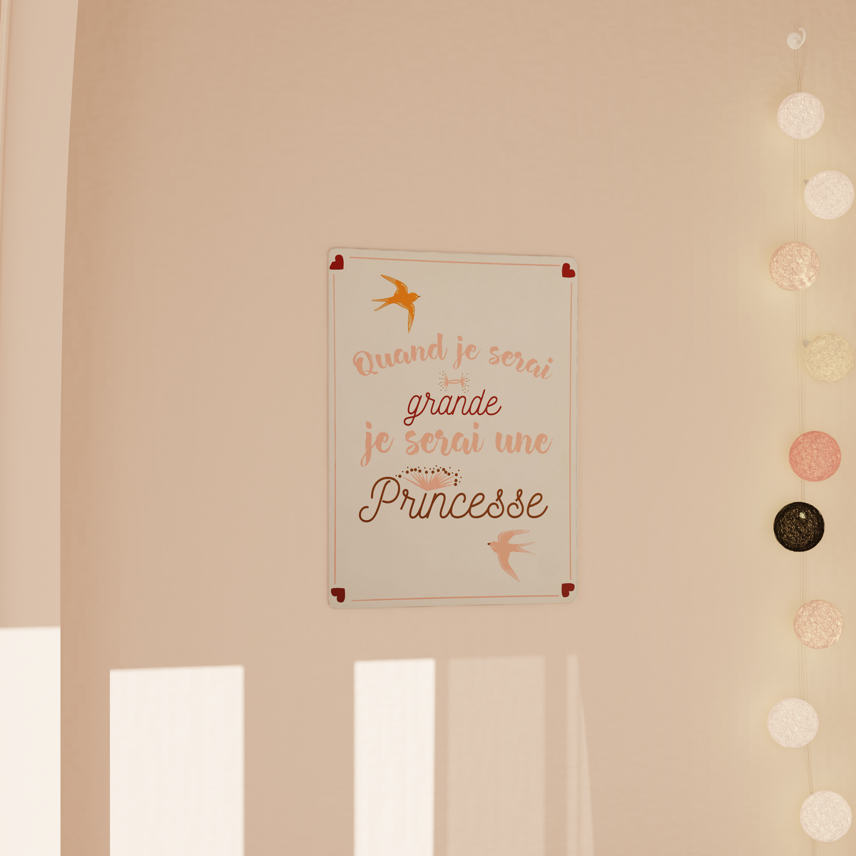 Plaque murale en bois Princesse Blanc