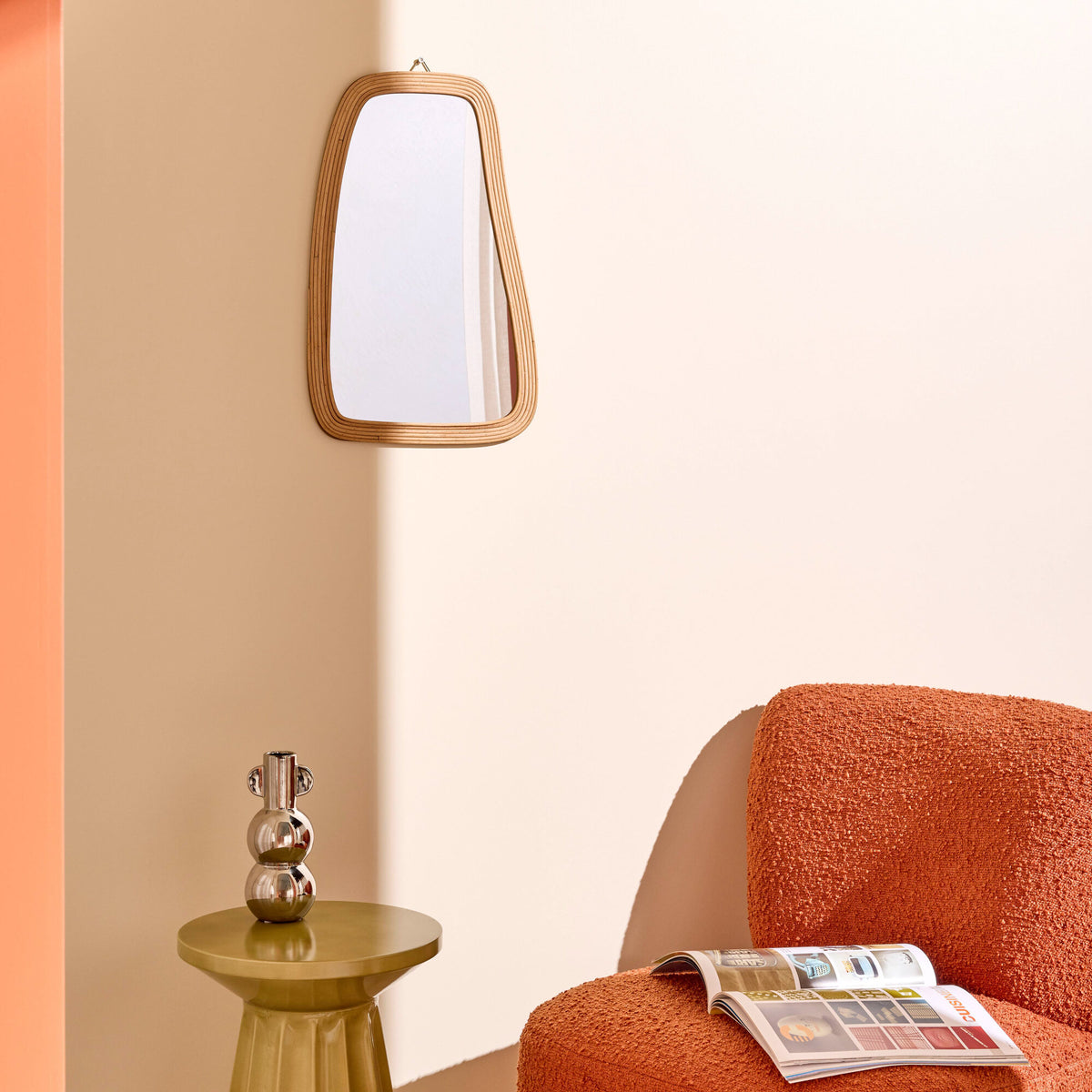 Miroir en bois Pollis Beige