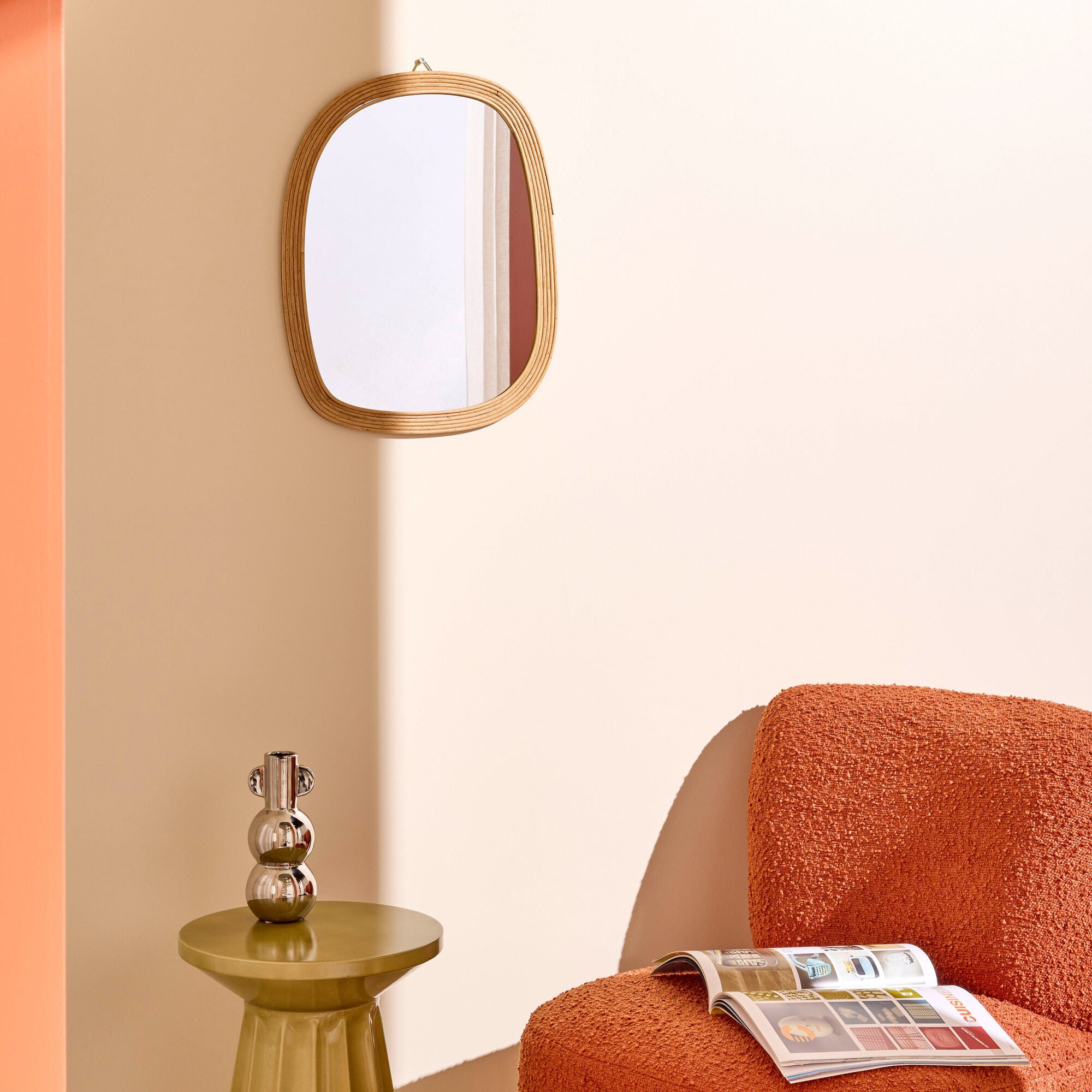 Miroir en bois Pollis Beige