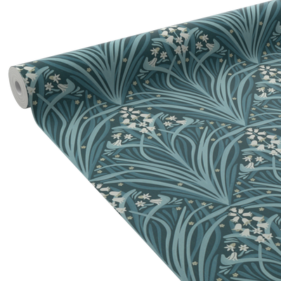 Papier peint intissé Elizabeth Bleu paon