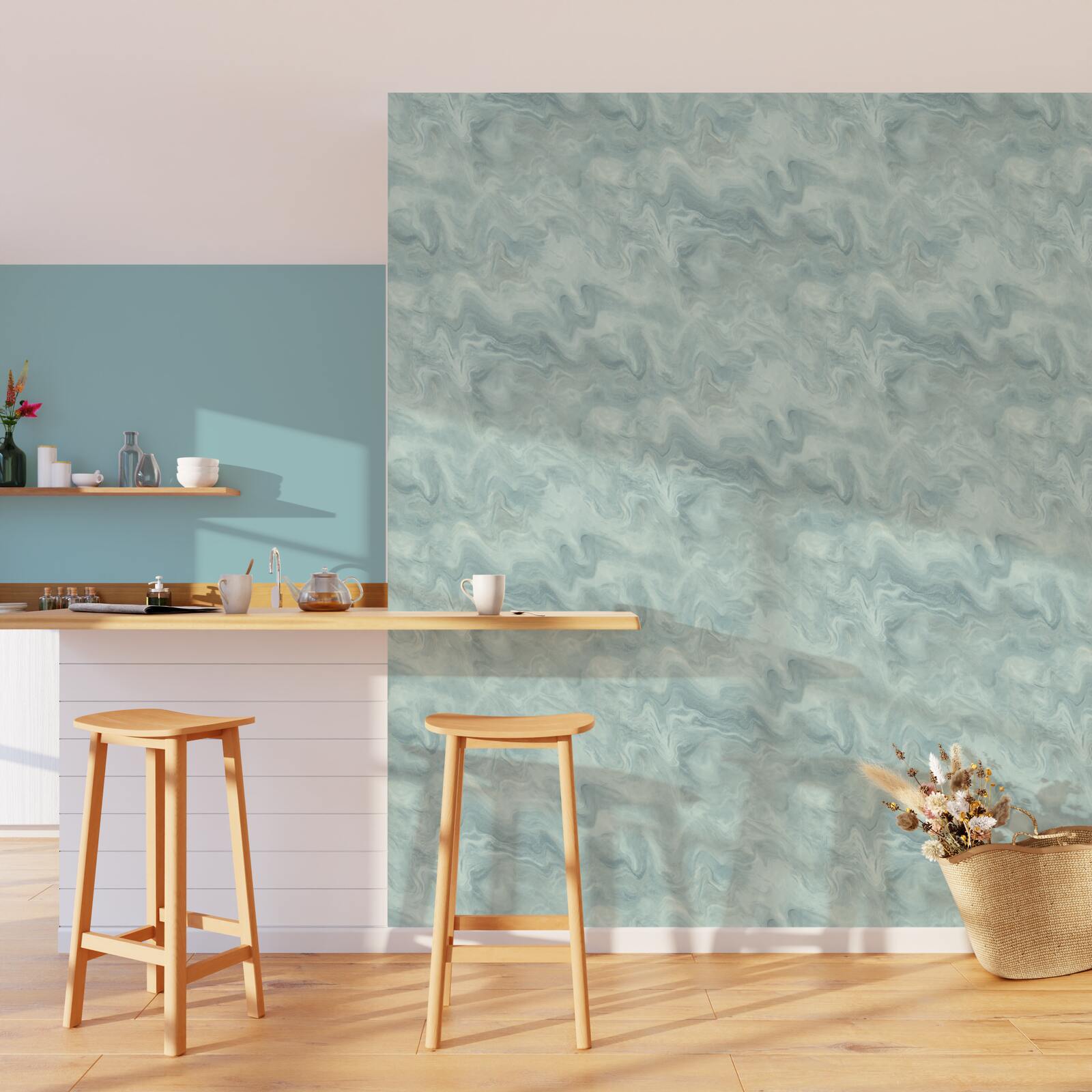 4MURS Papier peint intissé Azalé Bleu océan