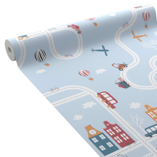 4MURS Papier peint intissé DRIVER coloris bleu ciel