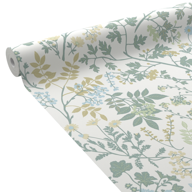 Papier peint intissé CARLY coloris vert de gris