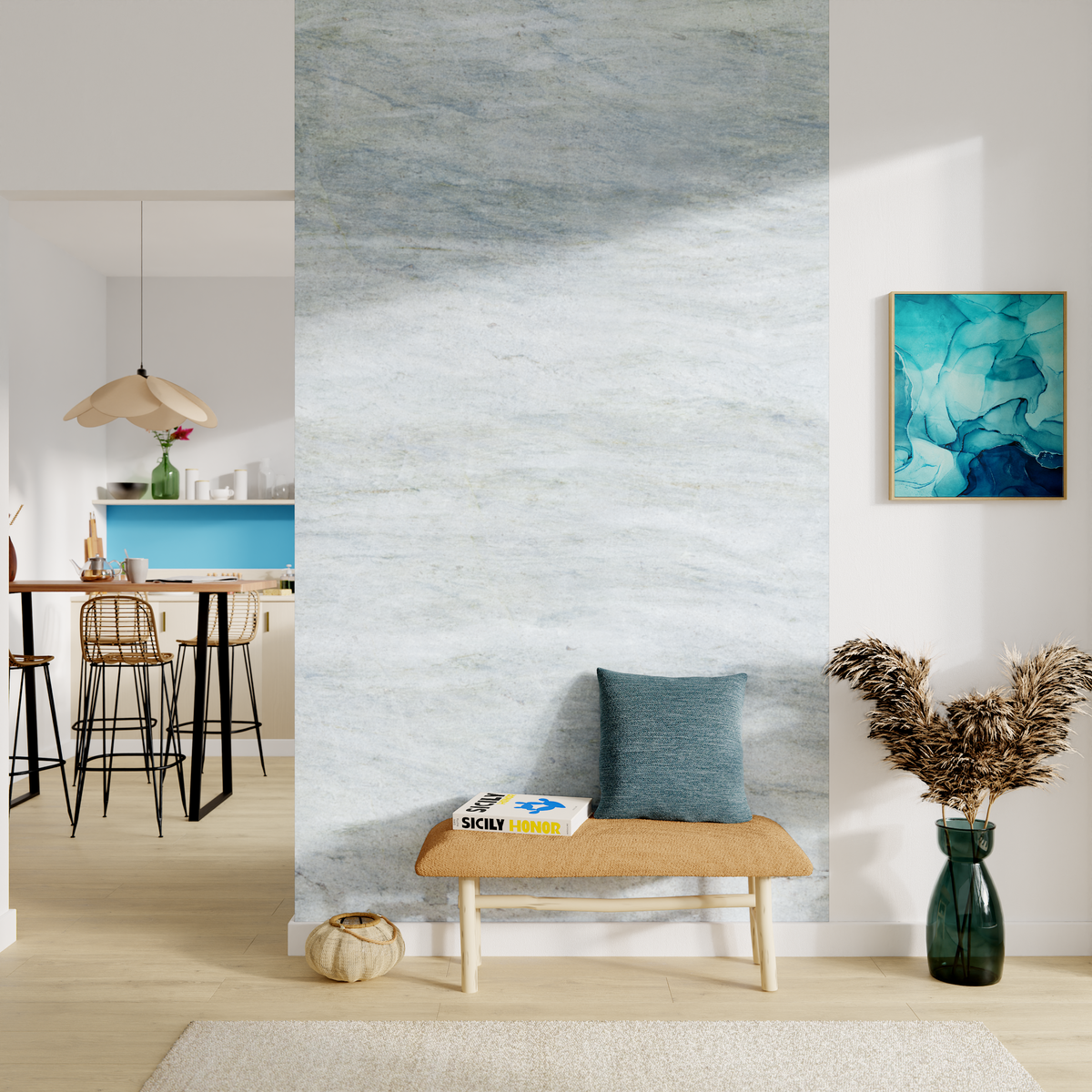 4MURS Papier peint panoramique L Alizeo Gris bleuté Satiné