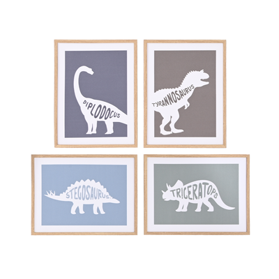 Toile peinte encadrée Dinosaure Beige