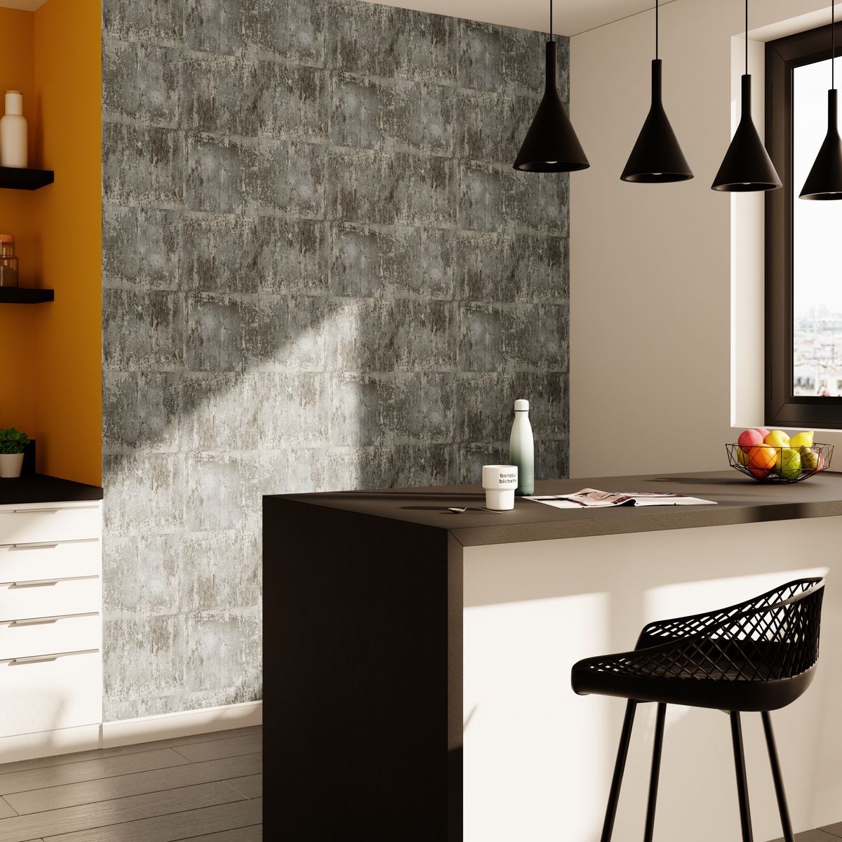 Papier peint adhésif Cimene Gris beton