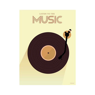 VISSEVASSE Affiche Listen to the music Jaune et brun