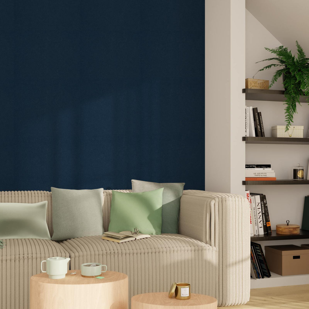 Papier peint intissé Palazzo Bleu profond Satiné