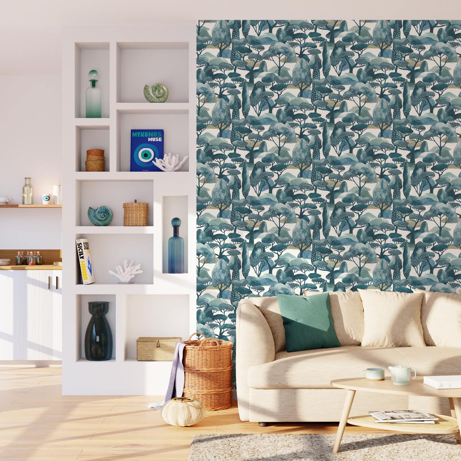 Papier peint intissé Sanary Bleu vert