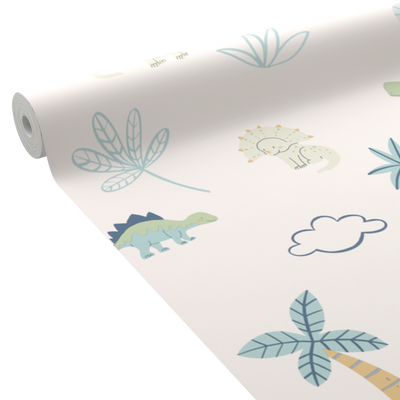 4MURS Papier peint intissé Dino world Bleu et vert