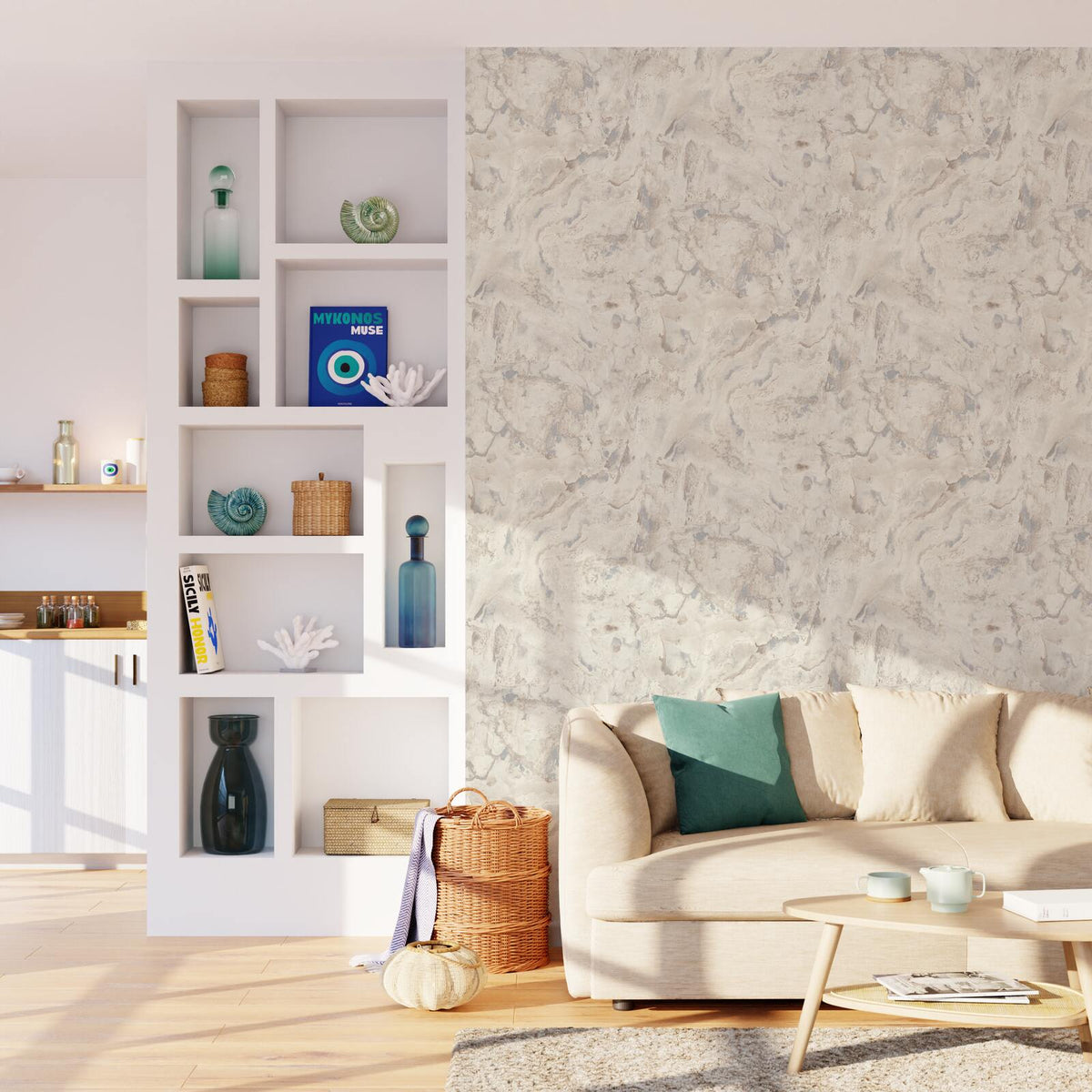 Papier peint intissé Mineral Blanc