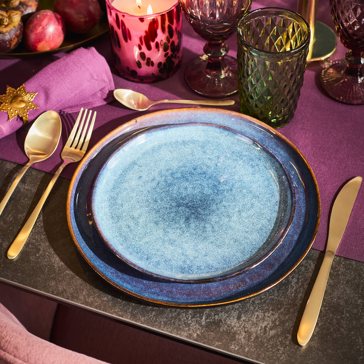 Assiette Nouka Bleu vert