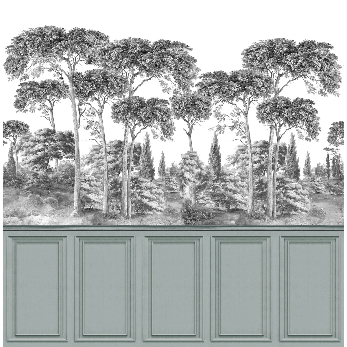 4MURS Papier peint panoramique XL Toscana Vert de gris Satiné