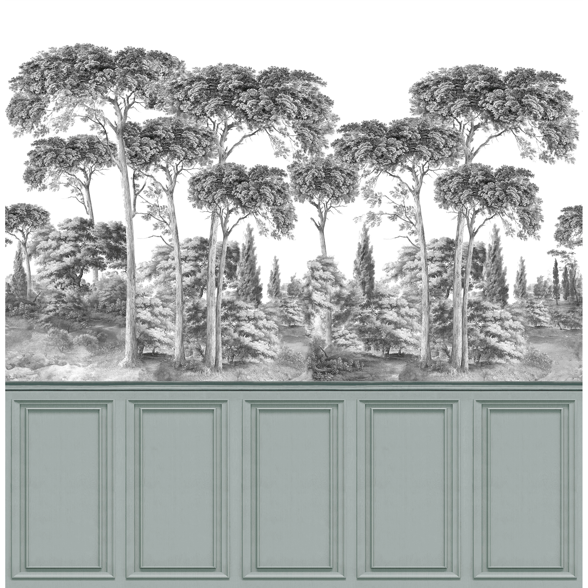 4MURS Papier peint panoramique XL Toscana Vert de gris Satiné