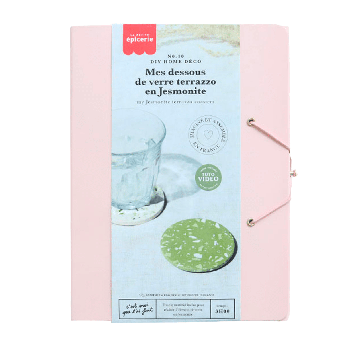 LA PETITE ÉPICERIE Kit création Mes dessous de verre terrazzo en jesmonite Rose