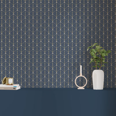 CASELIO Papier peint intissé Carolyn Bleu nuit et doré
