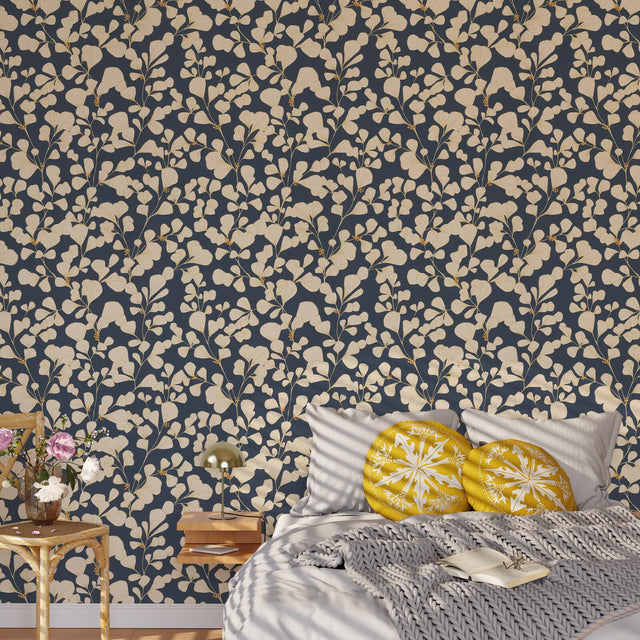 4MURS Papier peint intissé HISAE coloris bleu nuit