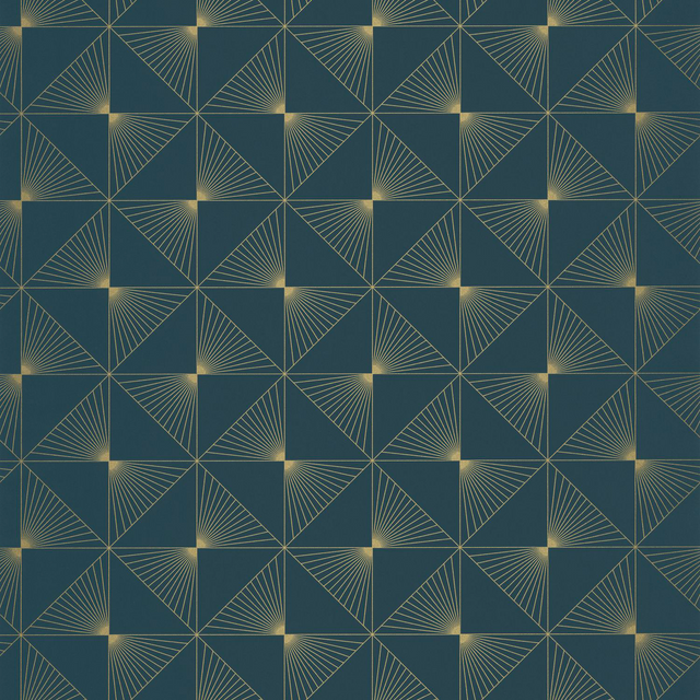 Caselio Papier peint intissé DELORES bleu paon et doré