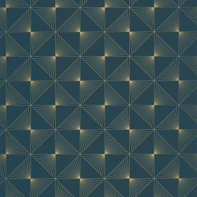 CASELIO Papier peint intissé Delores Bleu paon et doré