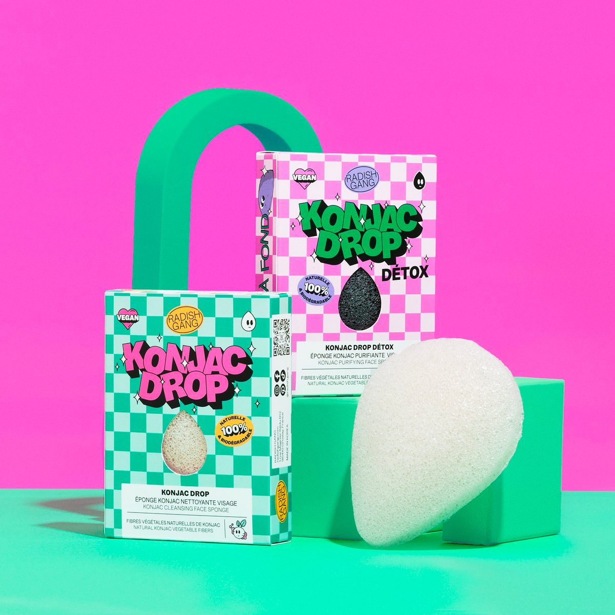 RADISH GANG Éponge Konjac drop pure Vert