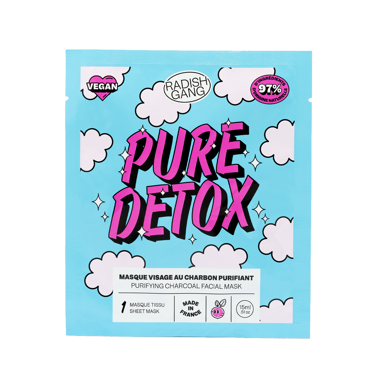 RADISH GANG Masque tissu Pure detox Bleu 15ML