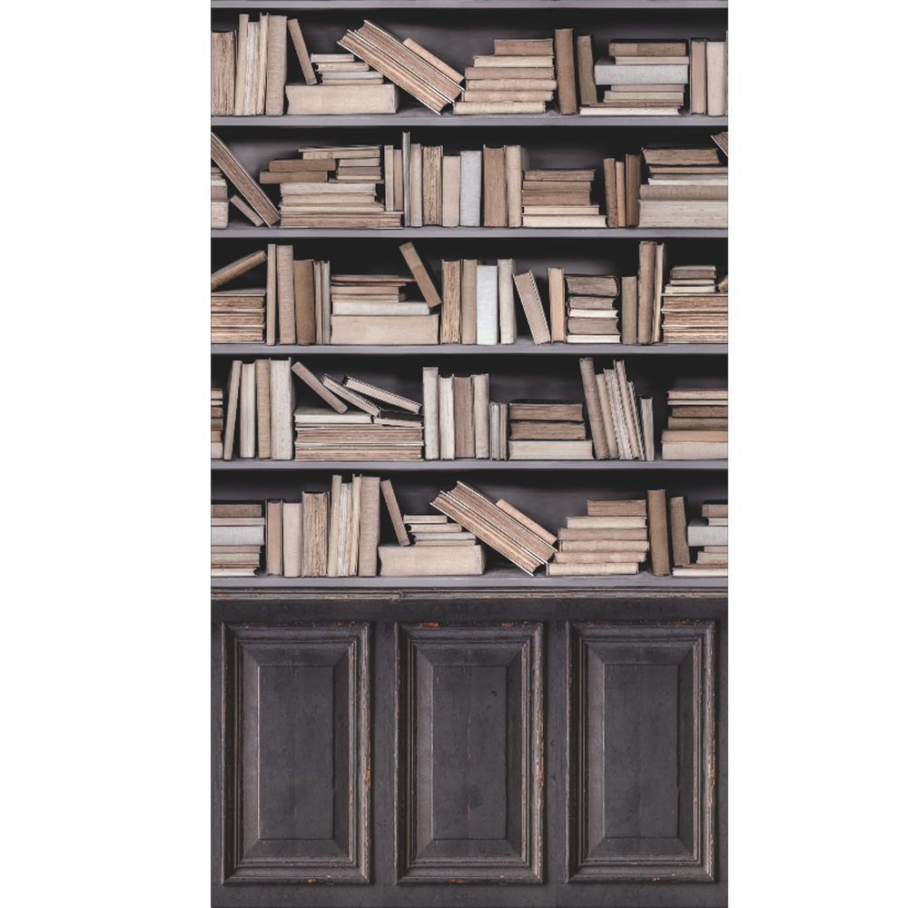 Papier peint panoramique L Bookshelf Anthracite Satiné