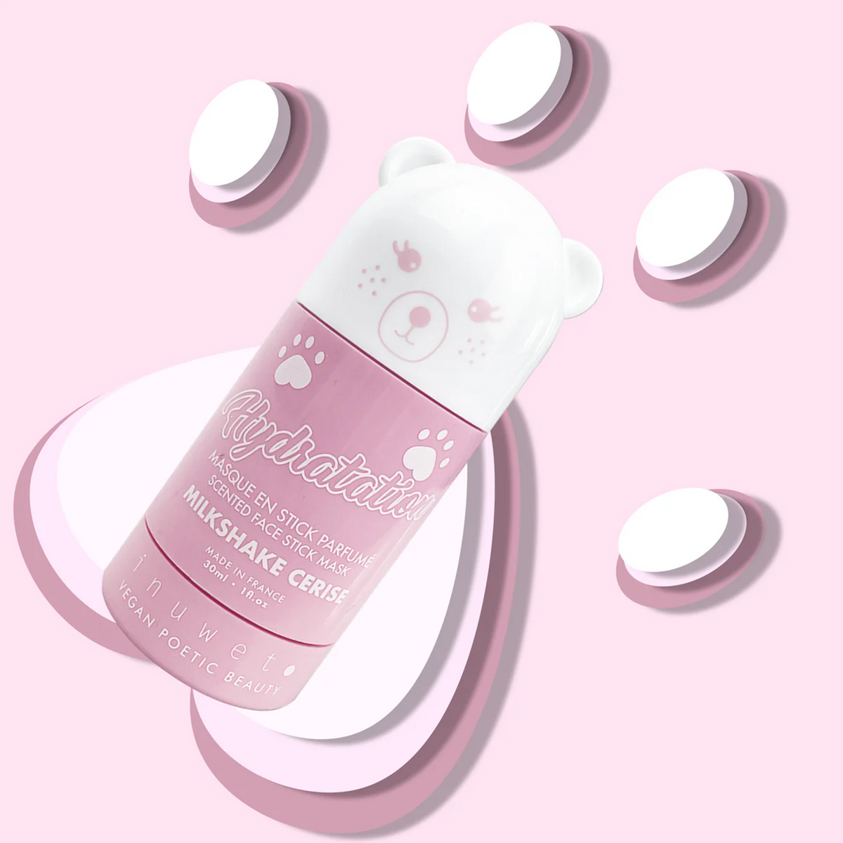 INUWET Masque crème Stick visage a l'argile - hydratant Rose 9ML