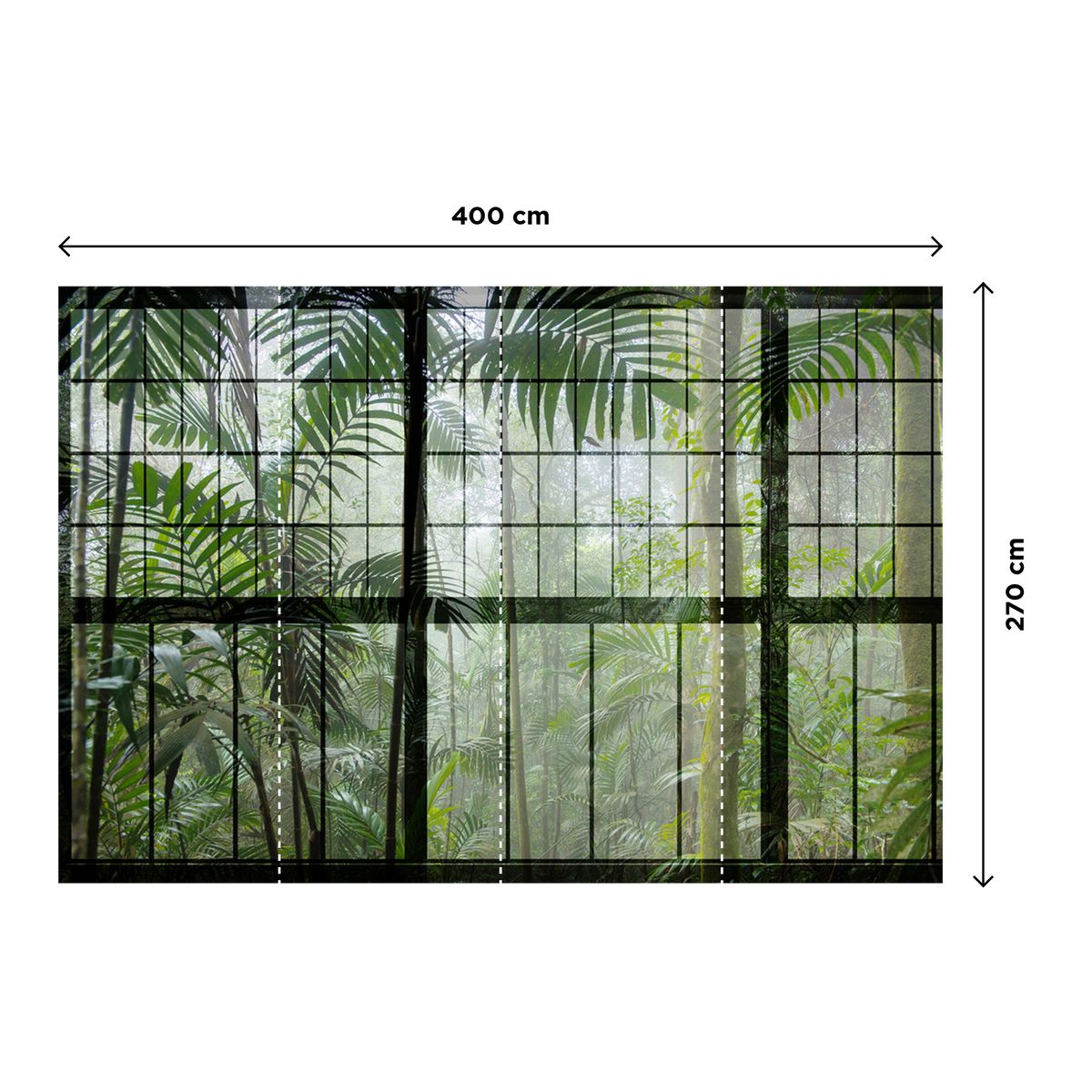 Papier peint panoramique XL Aureliane Vert feuille Satiné