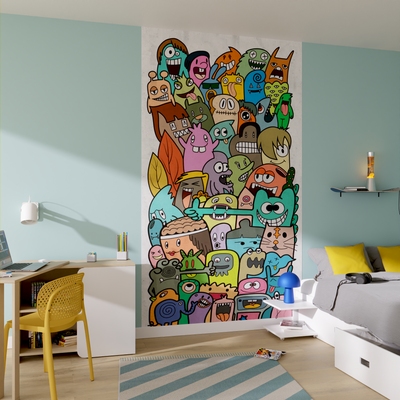 Papier peint panoramique L Ricky Multicolore Satiné