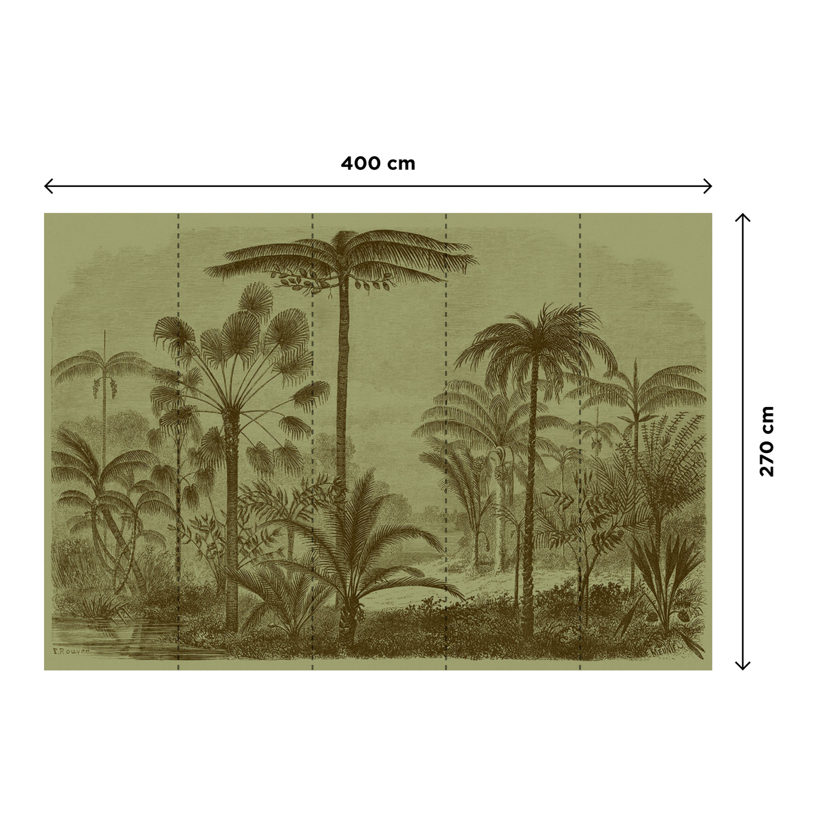 Papier peint panoramique XL Auxence Vert tilleul Satiné