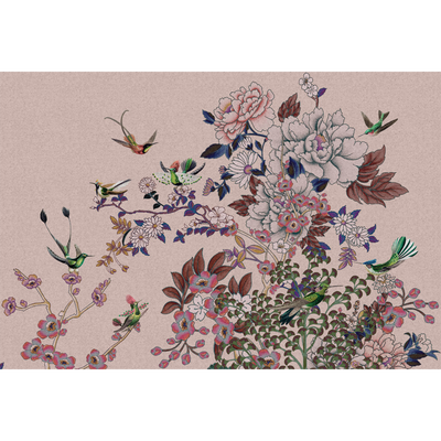 Papier peint panoramique XL Colibria Camaïeux de rose Satiné