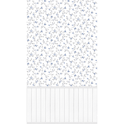 Papier peint panoramique L Bettina panel Bleu jean et écru Satiné