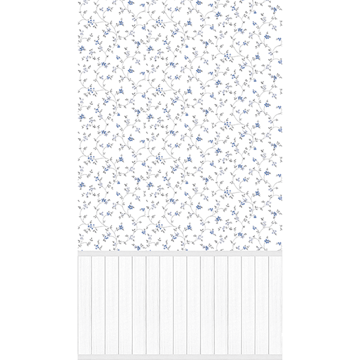 Papier peint panoramique L Bettina panel Bleu jean et écru Satiné