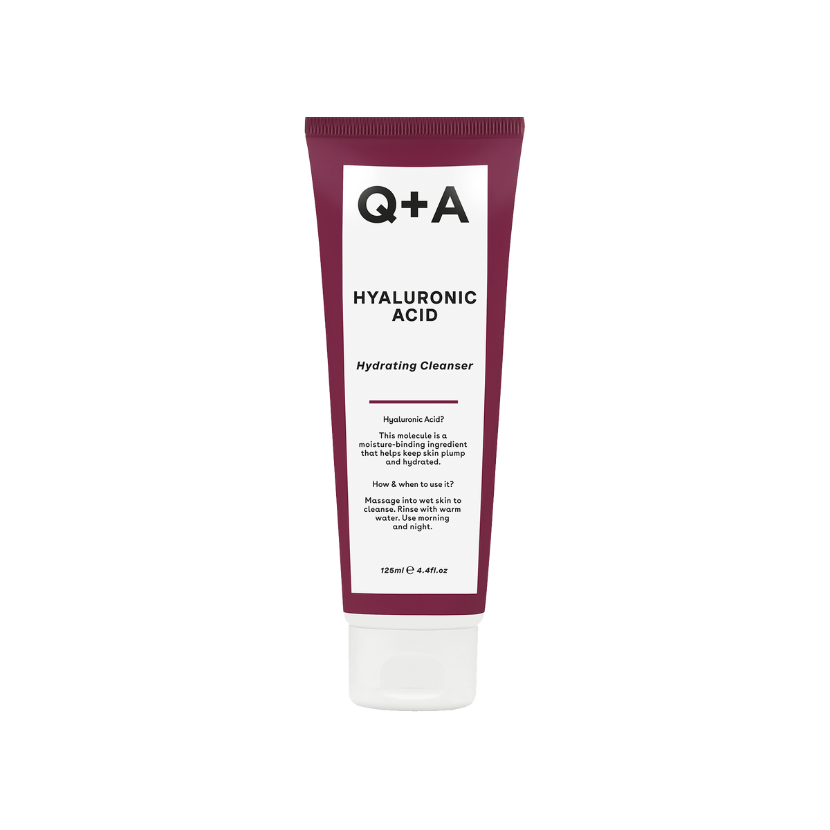 Q+A Soin visage Gel nettoyant acide hyaluronique Blanc 125ML