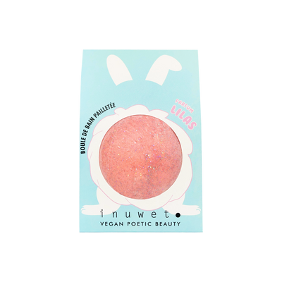 INUWET Boule de bain Pailletee effervescente Rose Lilas 120G