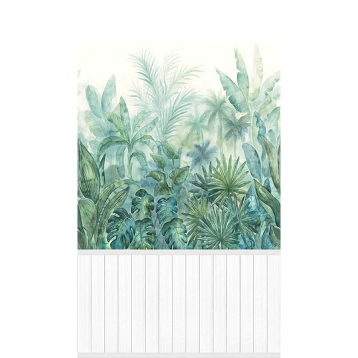 Papier peint panoramique L Trinidad panel Vert feuille Satiné