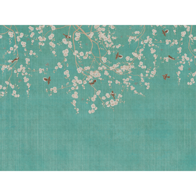 Papier peint panoramique XL Soline Bleu turquoise Satiné