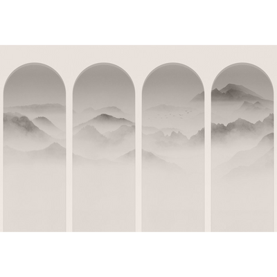 Papier peint panoramique XL Guilhem Lin et gris fumé Satiné