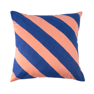 Coussin Gatsby Bleu/pêche