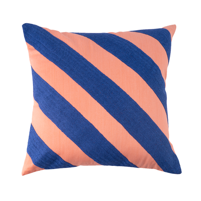 Coussin GATSBY coloris bleu/pêche 45 x 45 cm