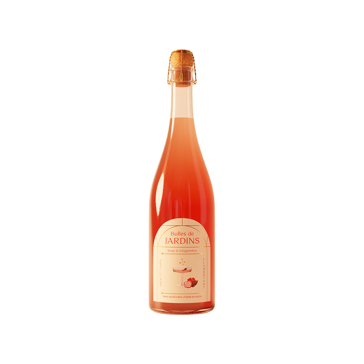 JARDINS Cocktail sans alcool Bulles de rose et gingembre bio 750ML