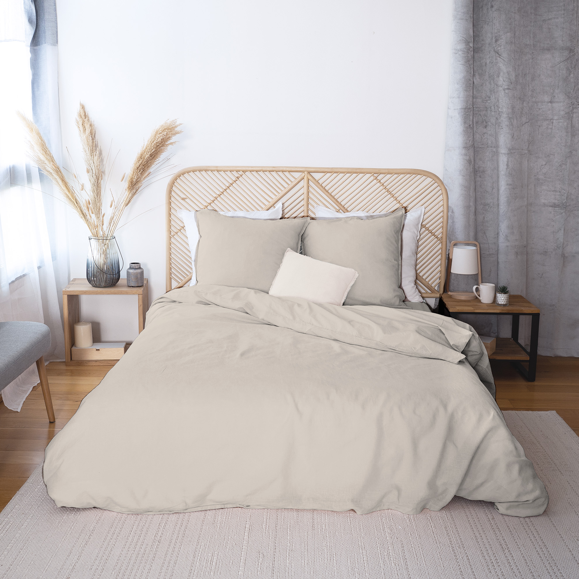 Parure de lit lin et coton lavé Macha Sable