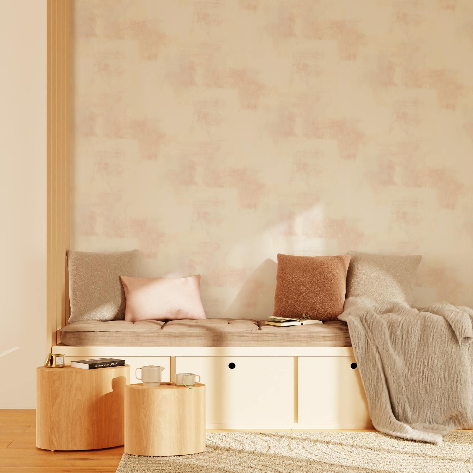 4MURS Papier peint intissé Claptown Rose perlé