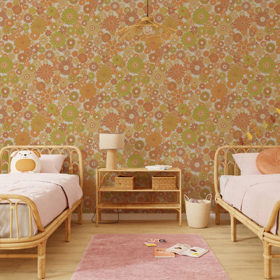 Papier peint intissé Donatille Orange et vert